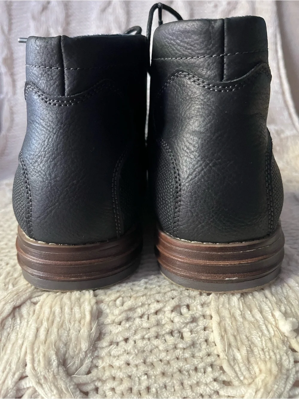 Classic Black Men’s Chukka Boots with Brown Stacked Heel